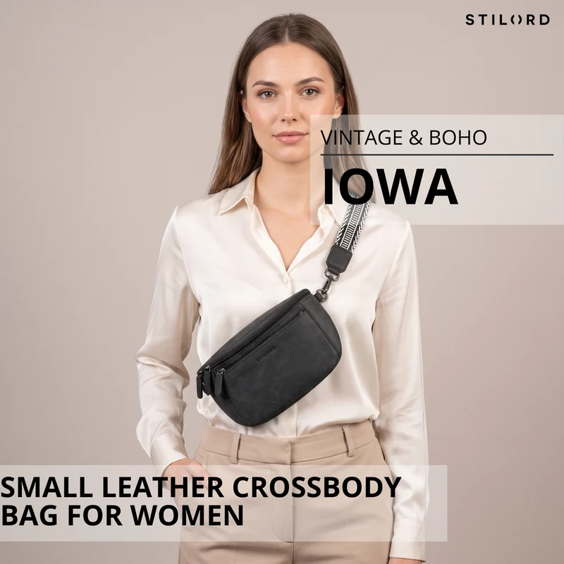 "Iowa" Crossbody Bag Damen Leder 2 in 1 Leder Bauchtasche