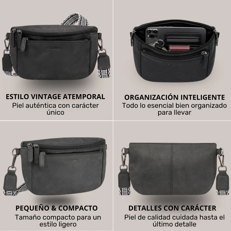 "Iowa" Crossbody Bag Damen Leder 2 in 1 Leder Bauchtasche