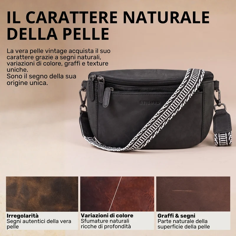 "Iowa" Crossbody Bag Damen Leder 2 in 1 Leder Bauchtasche