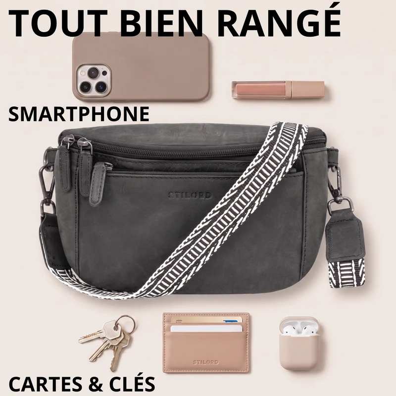 "Iowa" Crossbody Bag Damen Leder 2 in 1 Leder Bauchtasche