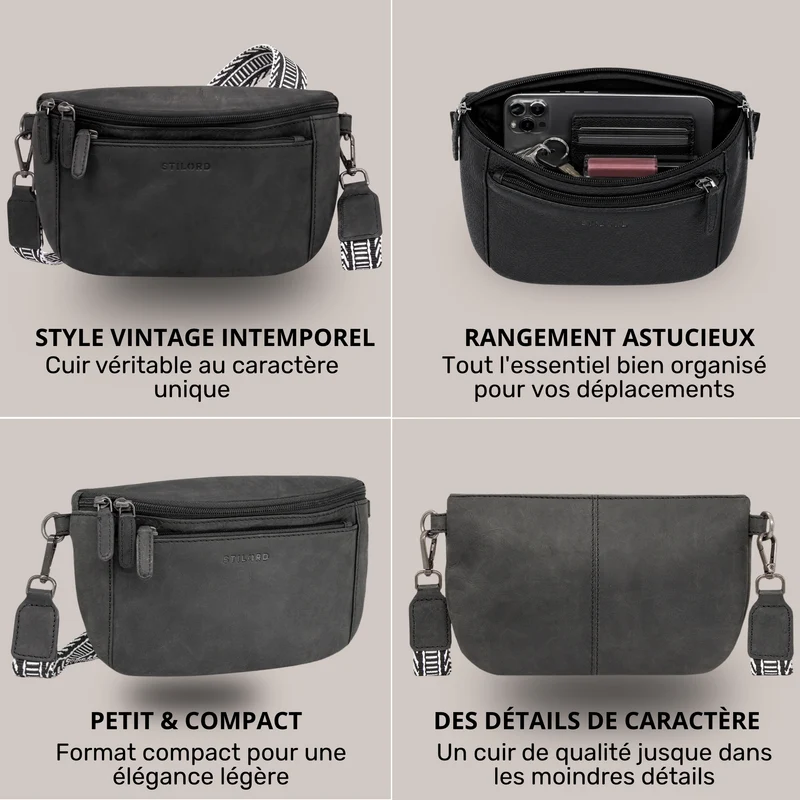 "Iowa" Crossbody Bag Damen Leder 2 in 1 Leder Bauchtasche