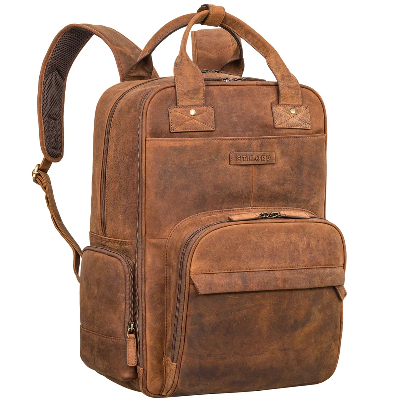 "Fiena" Lässiger Leder Wickelrucksack Groß
