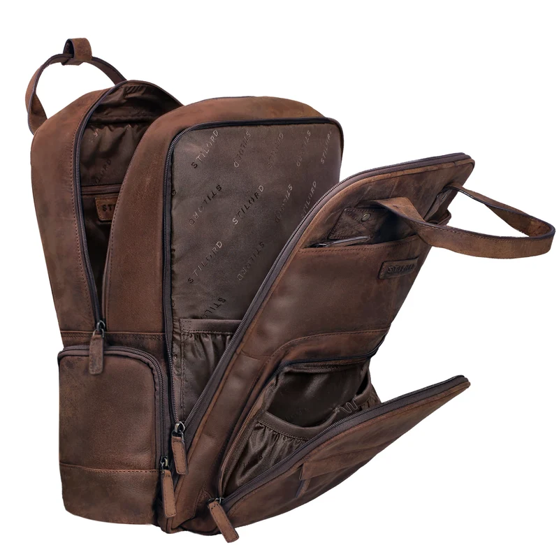 "Fiena" Lässiger Leder Wickelrucksack Groß
