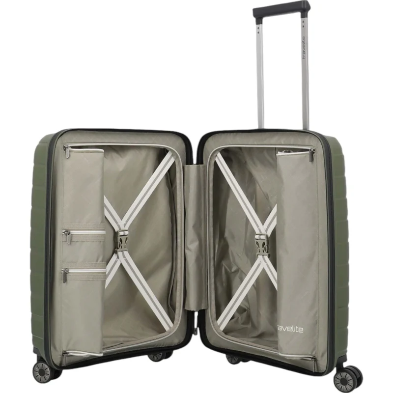 Travelite Air Base 4-Rollen-Kabinentrolley mit Vortasche S 55 cm -Olive