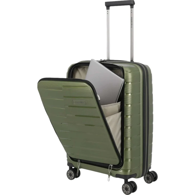 Travelite Air Base 4-Rollen-Kabinentrolley mit Vortasche S 55 cm -Olive