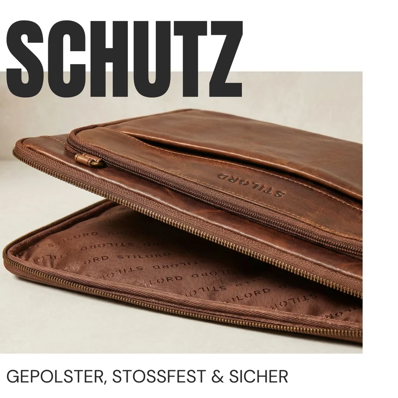 "Clarity" Schmale Laptophülle 15 15.6 16 Zoll Leder Herren