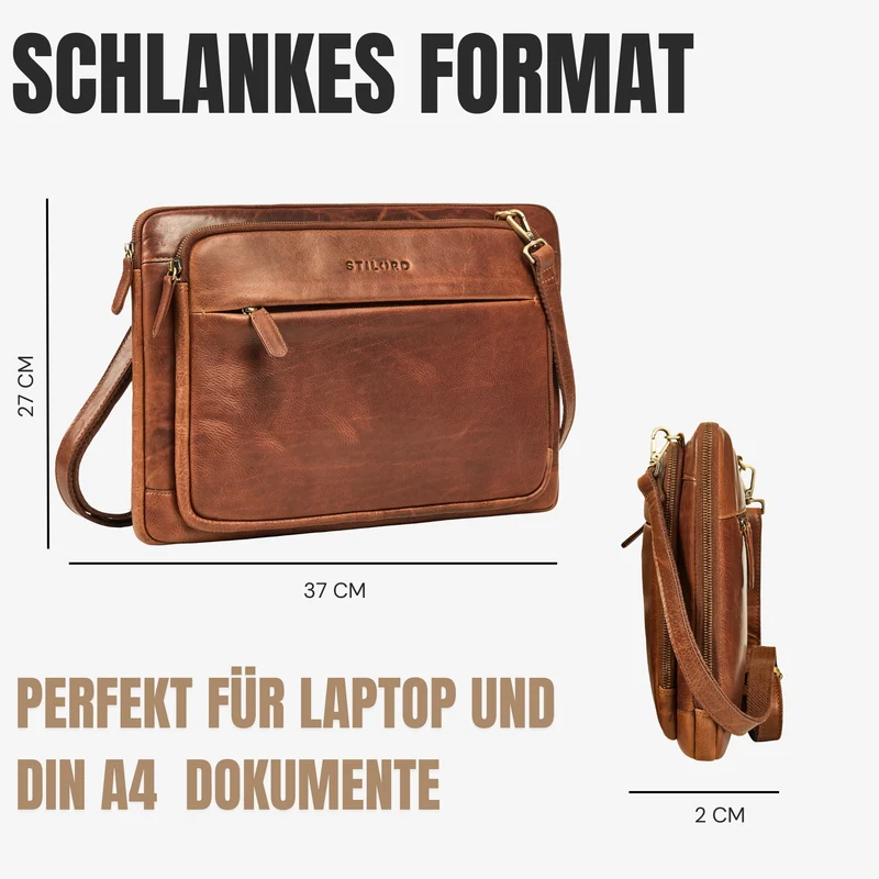 "Clarity" Schmale Laptophülle 15 15.6 16 Zoll Leder Herren