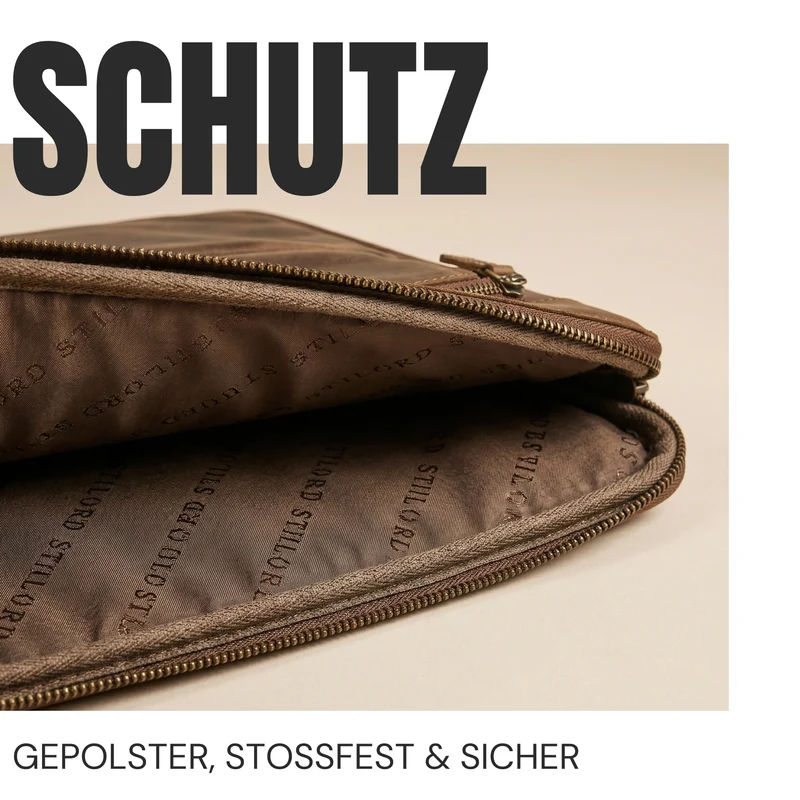 "Clarity" Schmale Laptophülle 15 15.6 16 Zoll Leder Herren