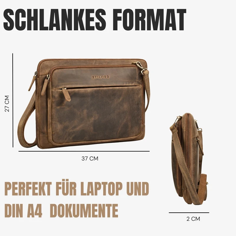 "Clarity" Schmale Laptophülle 15 15.6 16 Zoll Leder Herren