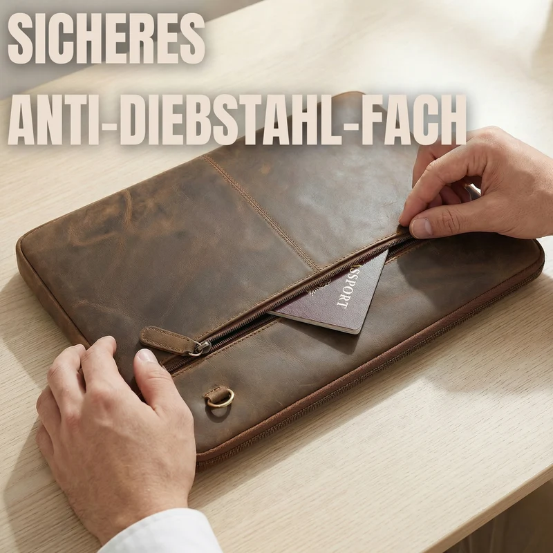 "Clarity" Schmale Laptophülle 15 15.6 16 Zoll Leder Herren