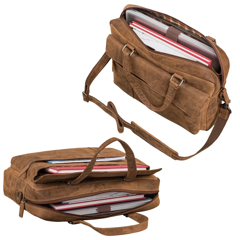 "Matthew" Leder Aktentasche A4 Damen & Herren Laptop bis 16 Zoll