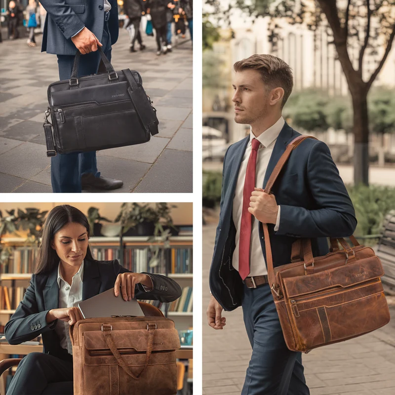 "Matthew" Leder Aktentasche A4 Damen & Herren Laptop bis 16 Zoll