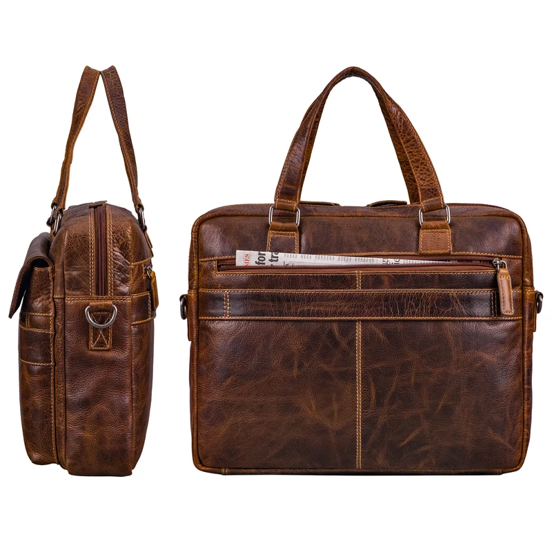 "Matthew" Leder Aktentasche A4 Damen & Herren Laptop bis 16 Zoll