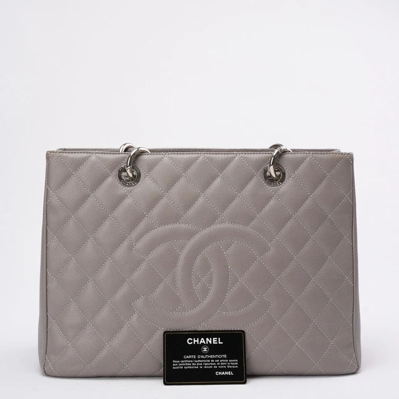 Chanel Grand Shopping Tote (GST) aus grauem Kaviarleder 2012-2013