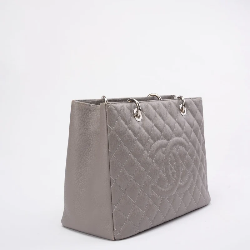 Chanel Grand Shopping Tote (GST) aus grauem Kaviarleder 2012-2013