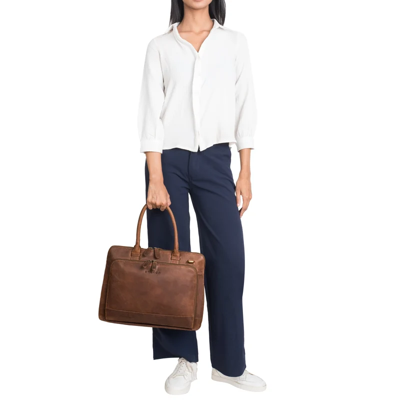 "Nola" Shopper Aktentasche Damen Leder Groß Laptoptasche 14 Zoll