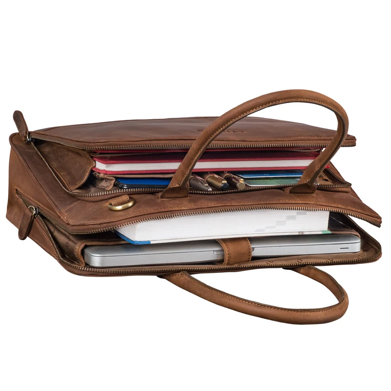 "Nola" Shopper Aktentasche Damen Leder Groß Laptoptasche 14 Zoll