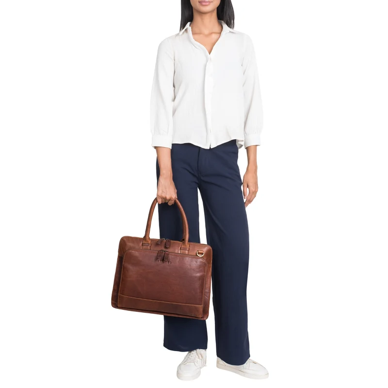 "Nola" Shopper Aktentasche Damen Leder Groß Laptoptasche 14 Zoll