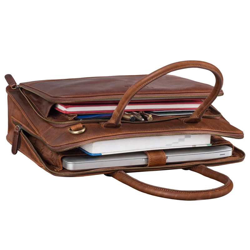 "Nola" Shopper Aktentasche Damen Leder Groß Laptoptasche 14 Zoll