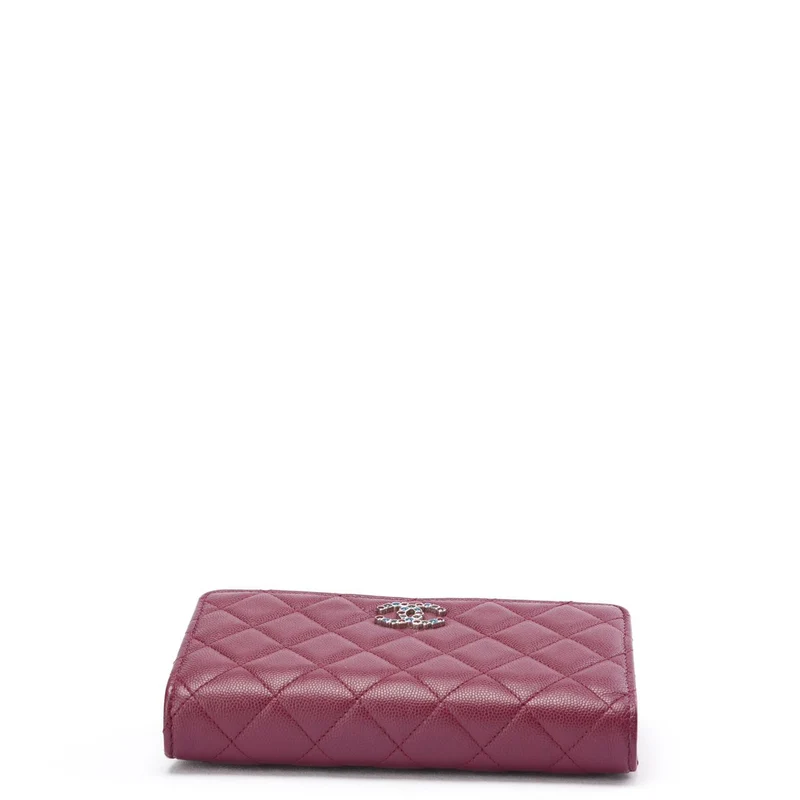Chanel Burgunder Geldbörse mit Kette (WOC) Multicolor CC