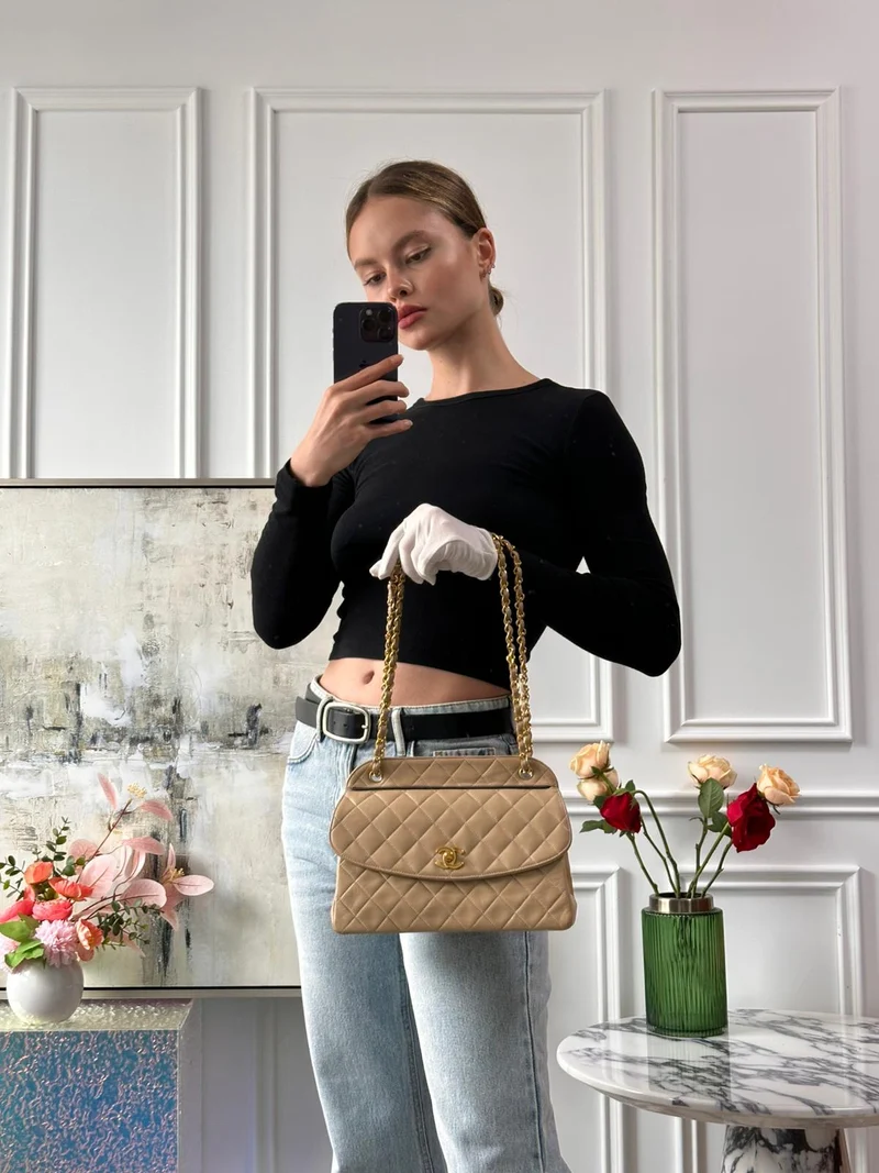 Chanel Beige Vintage Zeitlose Trendy Flap Bag 2011-2012