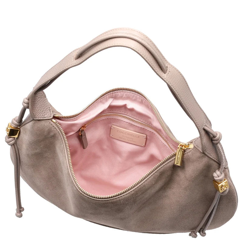 Coccinelle Thess Suede Bim - Schultertasche 38 cm (warm taupe)