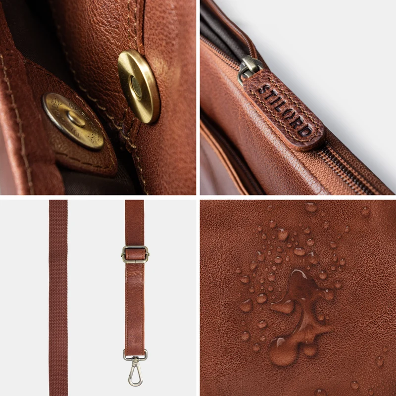 "Graham" Schmale Echtleder Laptoptasche 15.6 Zoll mit abnehmbaren Gurt