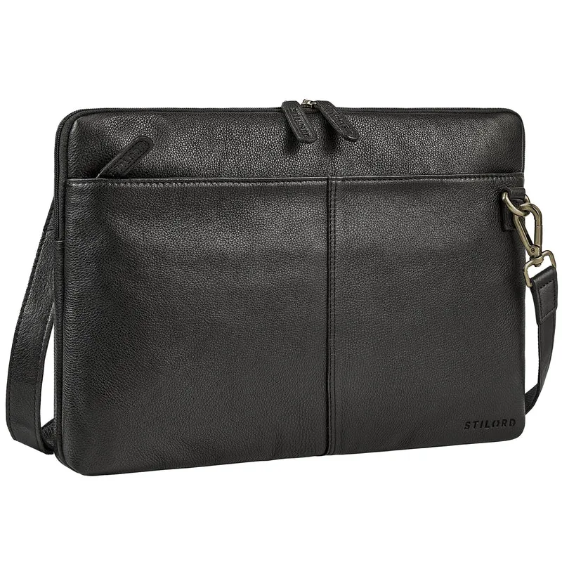 "Graham" Schmale Echtleder Laptoptasche 15.6 Zoll mit abnehmbaren Gurt