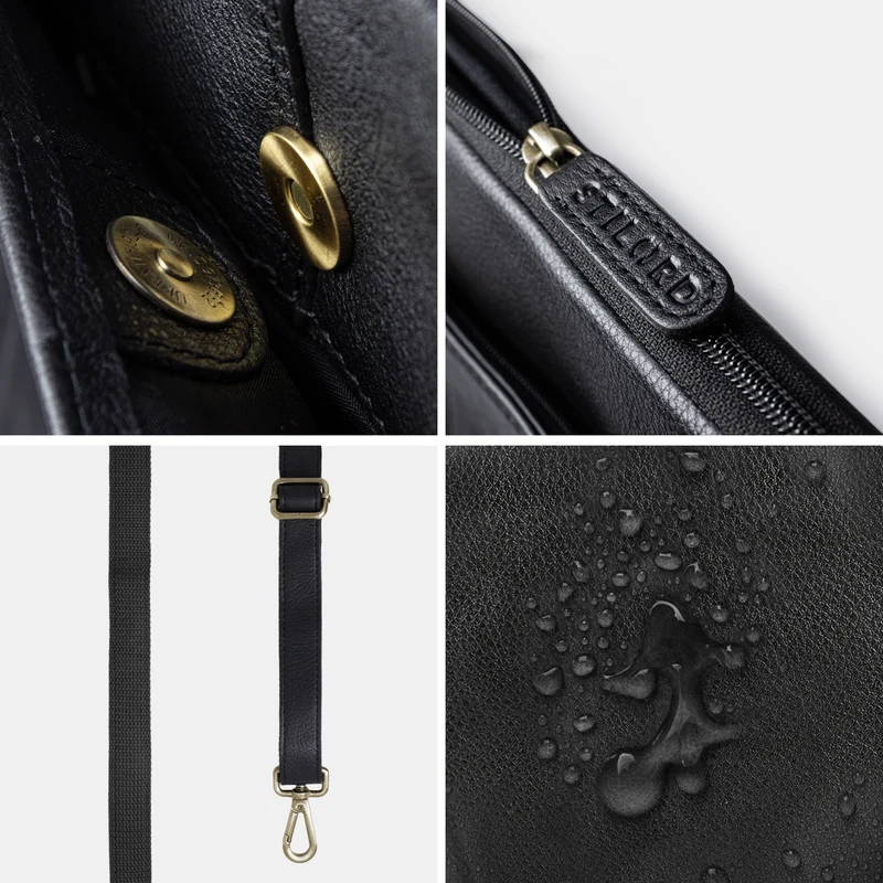 "Graham" Schmale Echtleder Laptoptasche 15.6 Zoll mit abnehmbaren Gurt
