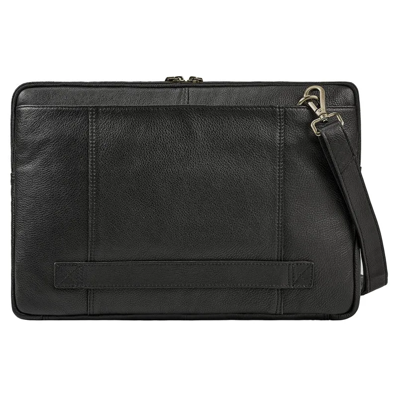 "Graham" Schmale Echtleder Laptoptasche 15.6 Zoll mit abnehmbaren Gurt
