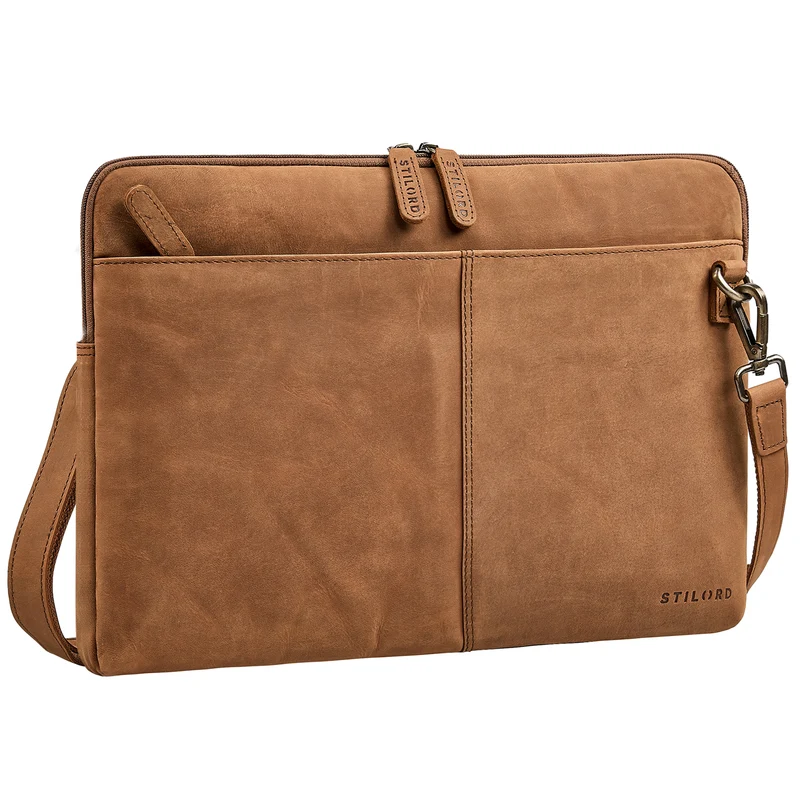 "Graham" Schmale Echtleder Laptoptasche 15.6 Zoll mit abnehmbaren Gurt