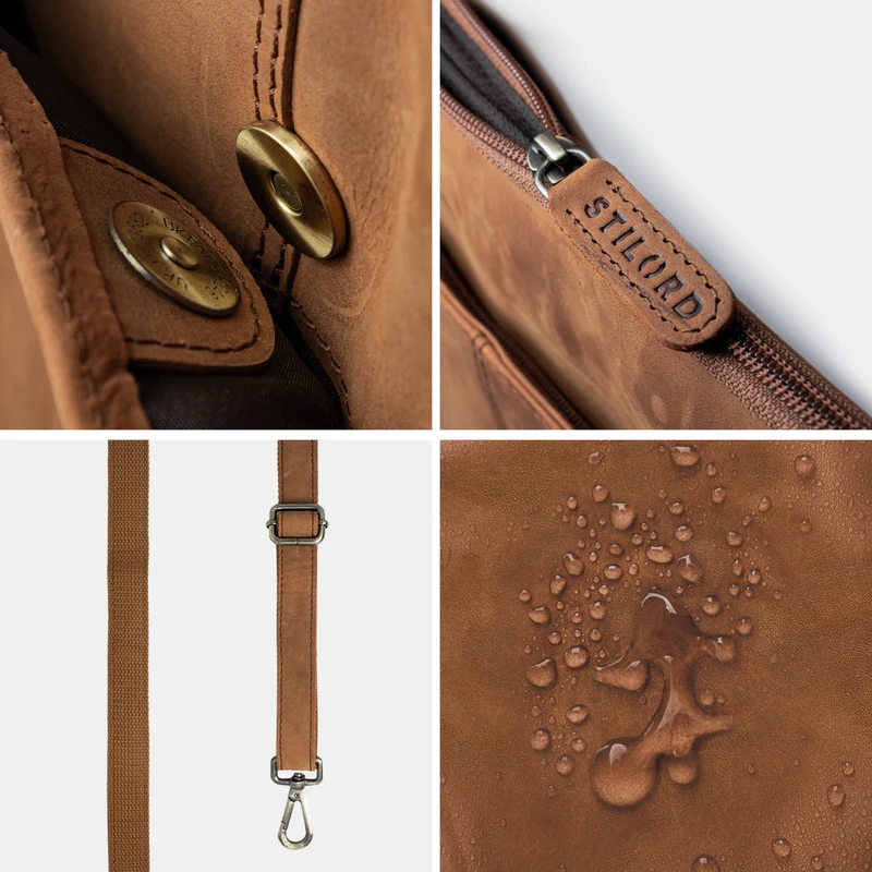 "Graham" Schmale Echtleder Laptoptasche 15.6 Zoll mit abnehmbaren Gurt