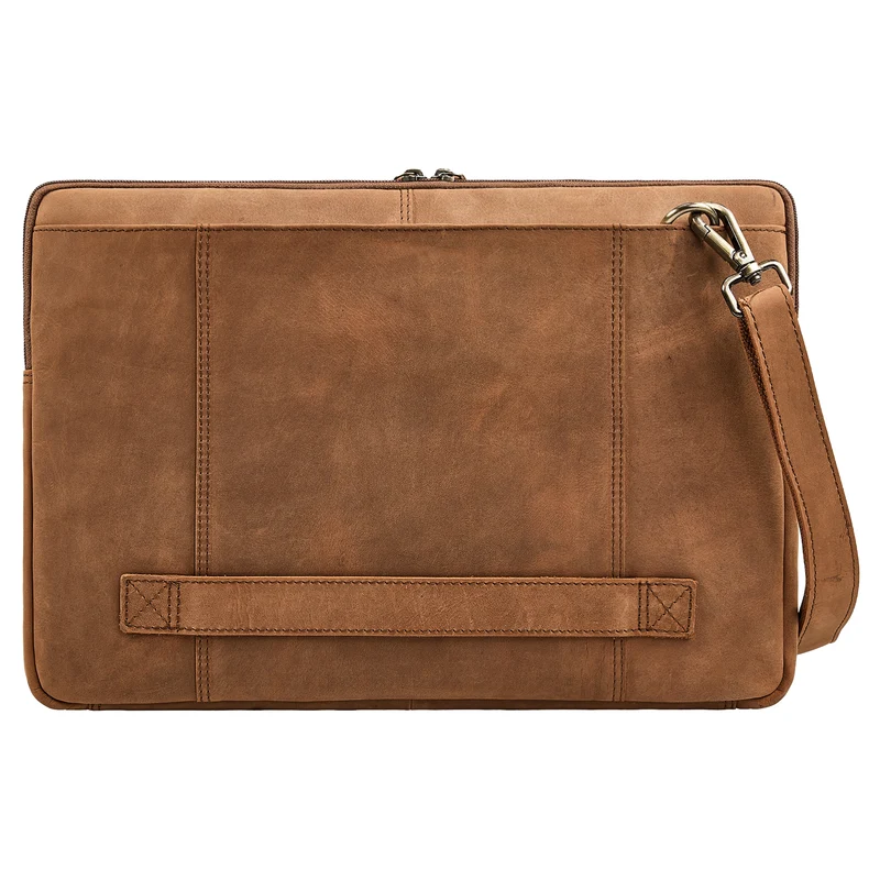 "Graham" Schmale Echtleder Laptoptasche 15.6 Zoll mit abnehmbaren Gurt