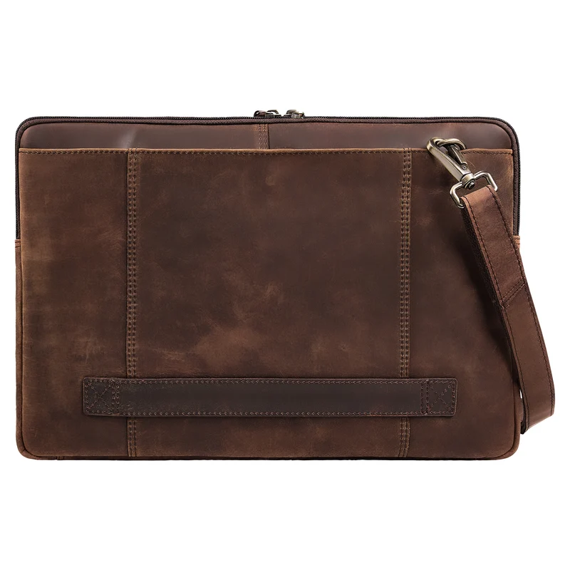 "Graham" Schmale Echtleder Laptoptasche 15.6 Zoll mit abnehmbaren Gurt