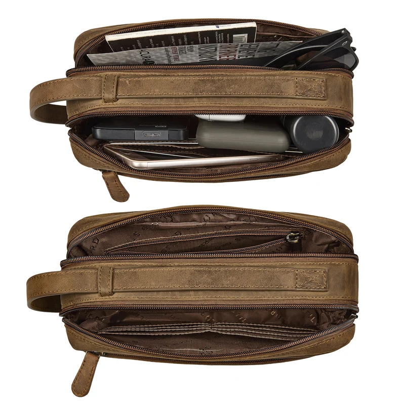 "Bran" Handgelenktasche Herren Leder Groß Clutch Echtleder Vintage