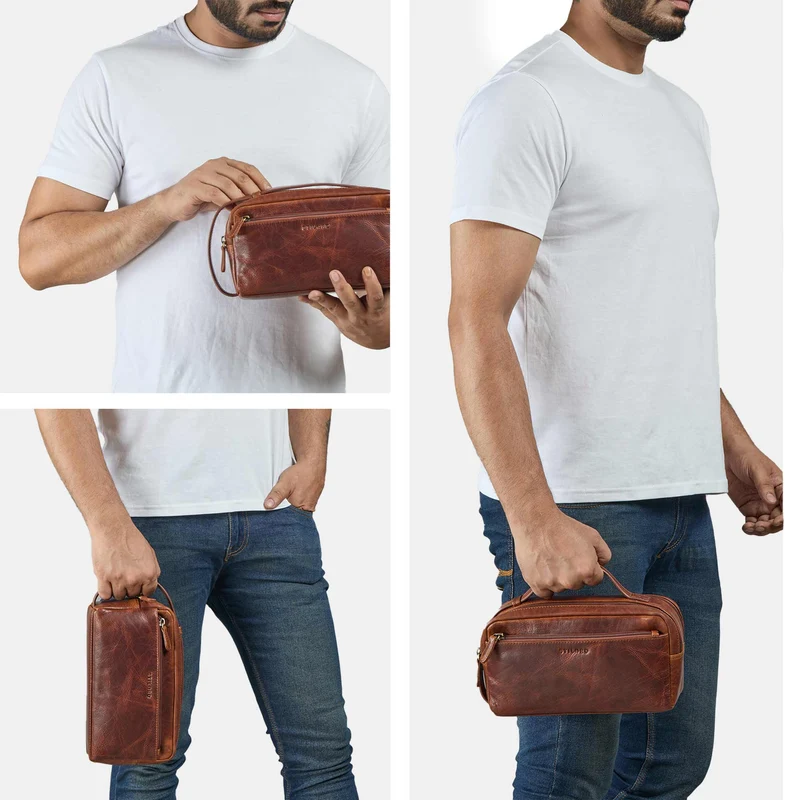 "Bran" Handgelenktasche Herren Leder Groß Clutch Echtleder Vintage