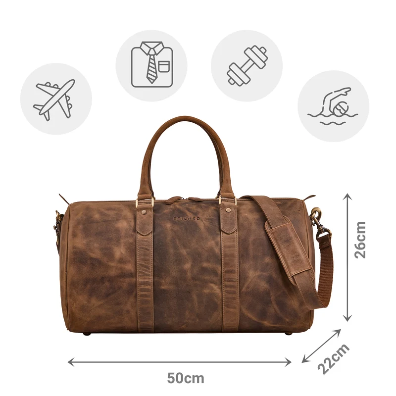 "Santiago" Vintage Reisetasche Leder 28L für Damen & Herren