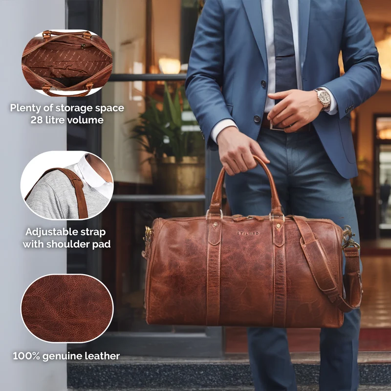 "Santiago" Vintage Reisetasche Leder 28L für Damen & Herren