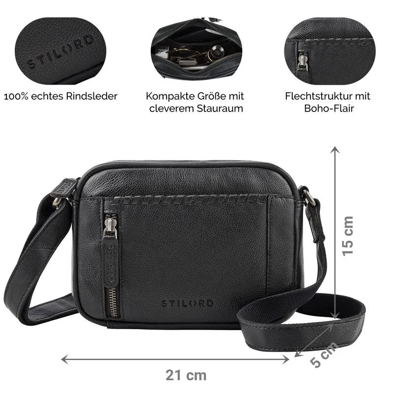 "Marisa" Boho Umhängetasche Damen klein Leder Crossbody Bag