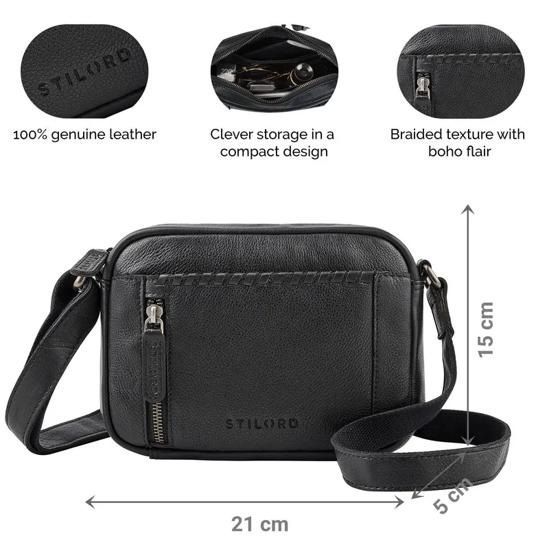 "Marisa" Boho Umhängetasche Damen klein Leder Crossbody Bag