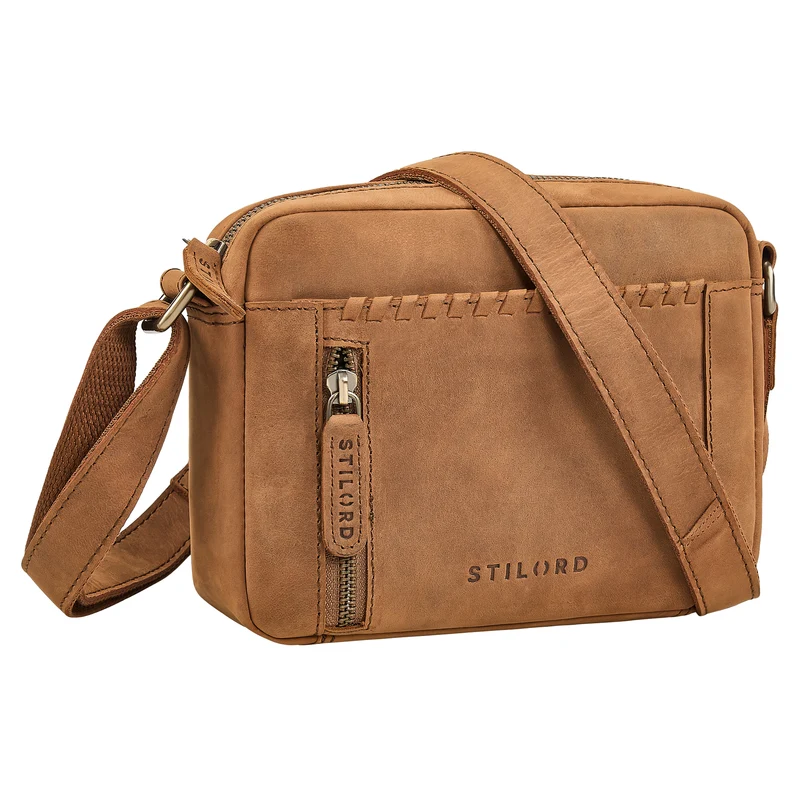 "Marisa" Boho Umhängetasche Damen klein Leder Crossbody Bag