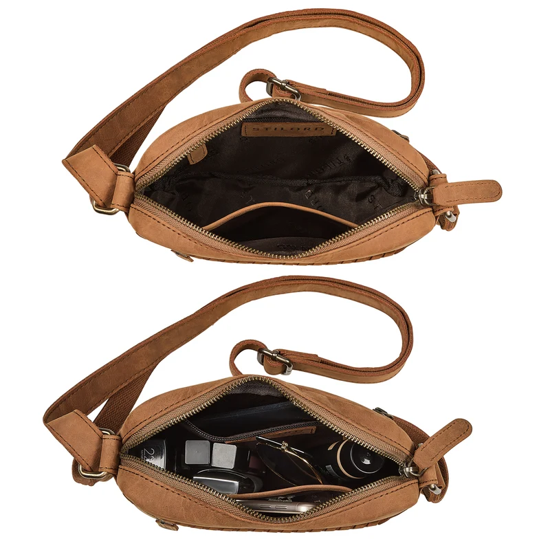 "Marisa" Boho Umhängetasche Damen klein Leder Crossbody Bag