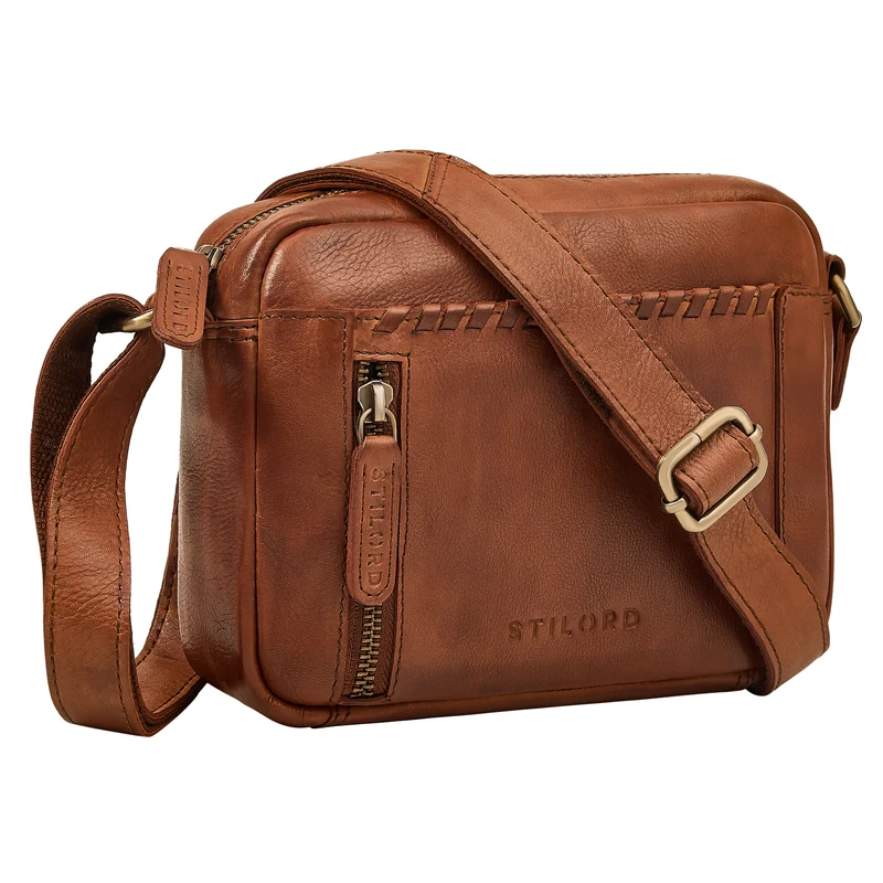 "Marisa" Boho Umhängetasche Damen klein Leder Crossbody Bag