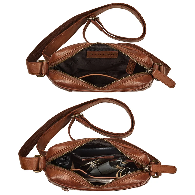 "Marisa" Boho Umhängetasche Damen klein Leder Crossbody Bag