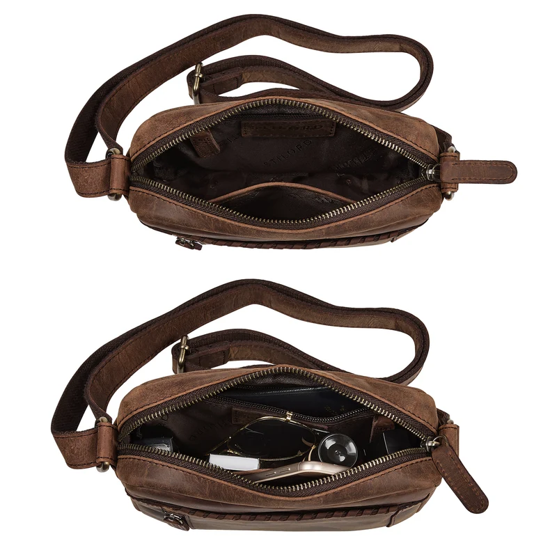 "Marisa" Boho Umhängetasche Damen klein Leder Crossbody Bag