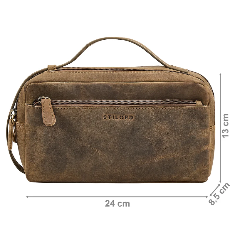 "Gaius" Reise Kulturbeutel Herren Leder Kulturtasche Echtleder Männer