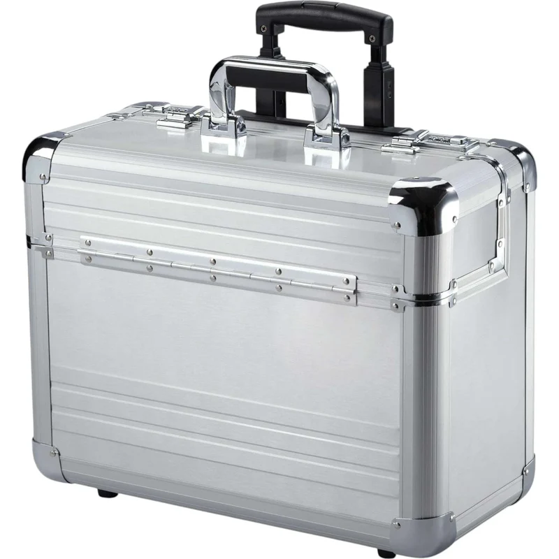 Dermata Pilotenkoffer auf Rollen aus Aluminium 48 cm -Silber