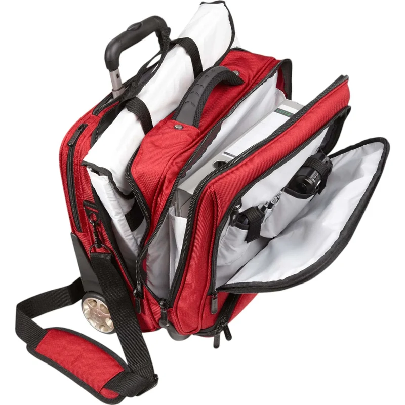 Dermata Businesstrolley aus Nylon mit Laptoptasche 44 cm -Rot