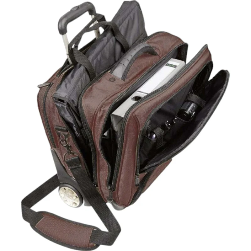 Dermata Businesstrolley aus Nylon mit Laptoptasche 44 cm -Braun