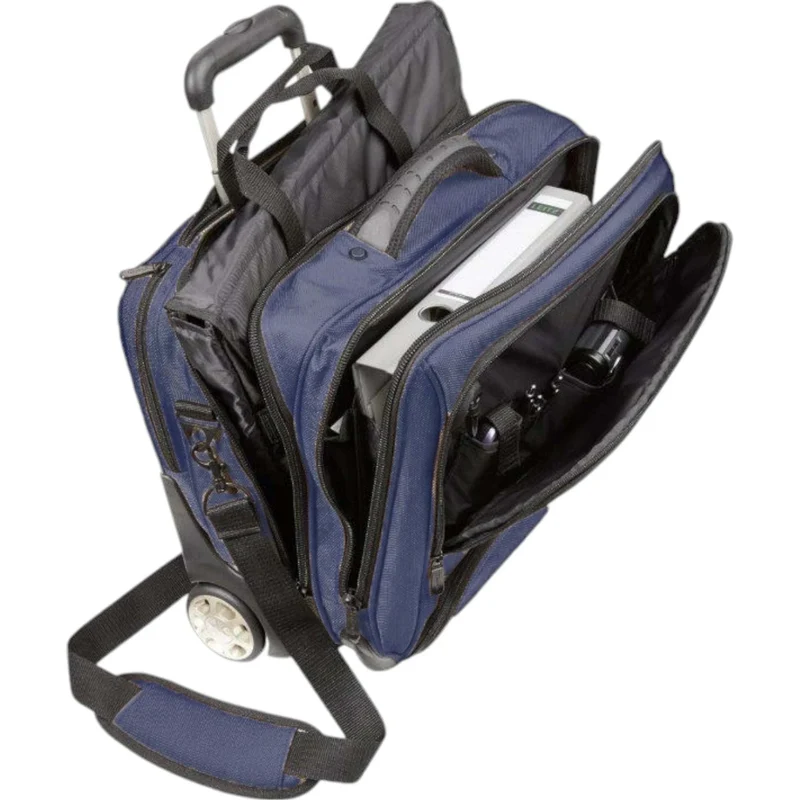 Dermata Businesstrolley aus Nylon mit Laptoptasche 44 cm -Blau